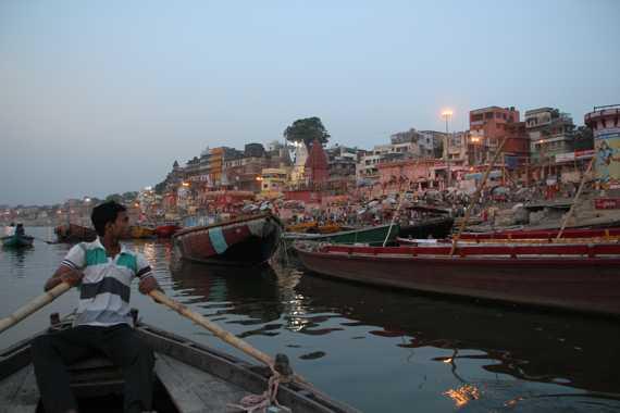 Boat ride on the Ganges River in Varanasi at dawn